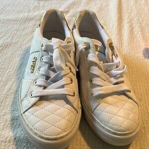 Guess white with gold sneakers